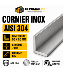 Cornier inox AISI 304, 50 x 50 x 7 mm, 6 metri